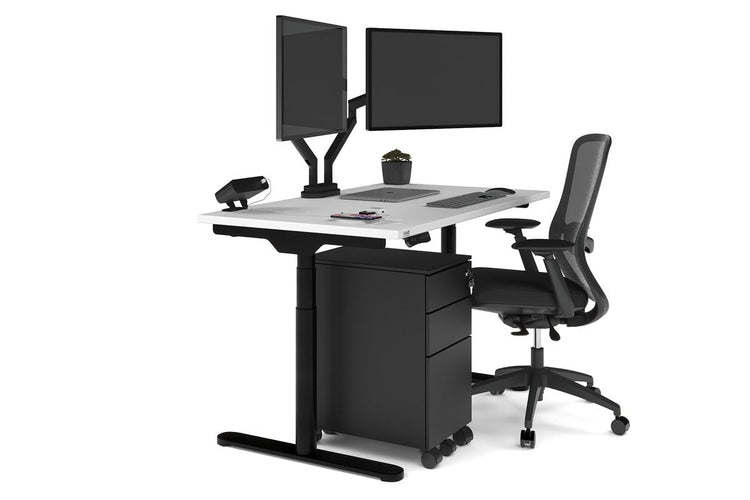 Flexi Premium Height Adjustable Single Workstation [1200L x 700W] Jasonl black leg white none