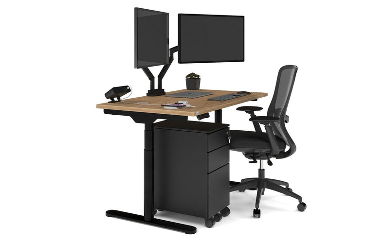 Flexi Premium Height Adjustable Single Workstation [1200L x 700W] Jasonl black leg salvage oak none