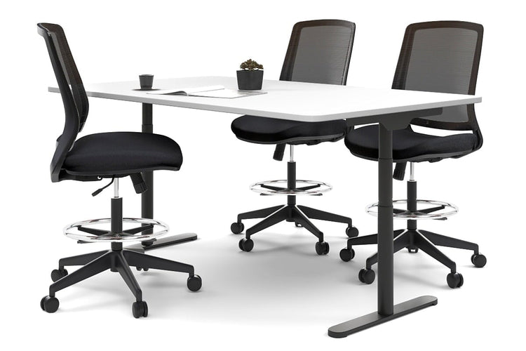 Flexi Premium Sit Stand Meeting Table Jasonl black leg white 