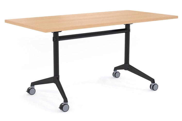 Flip Top / Folding Mobile Meeting Room Table Blackjack [1800L x 800W] Ooh La La Black Pole with Black maple none