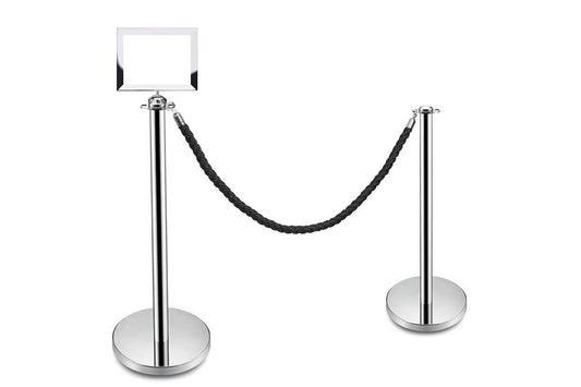 JasonL Rope Barrier Bollard - Silver Set of 2 Jasonl A4 sign landscape frame 