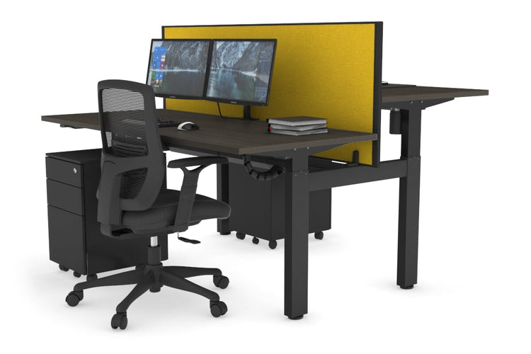 Just Right Height Adjustable 2 Person H-Bench Workstation - Black Frame [1400L x 700W] Jasonl 