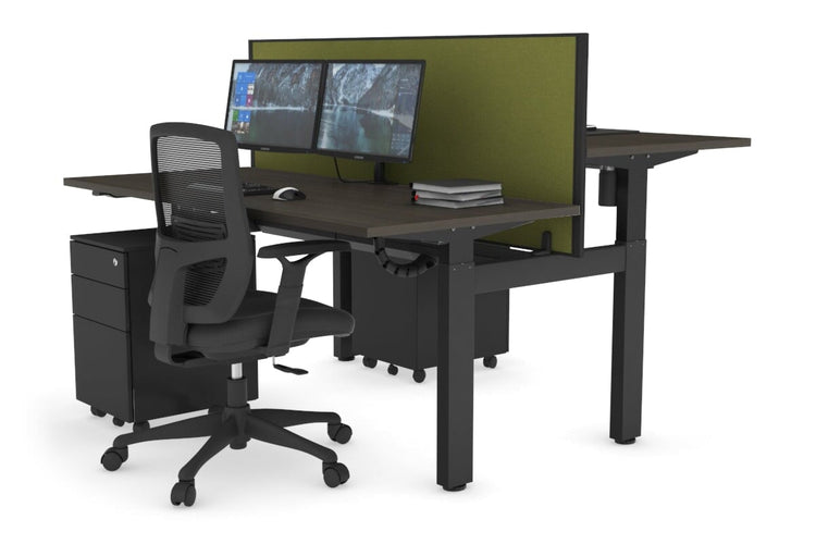 Just Right Height Adjustable 2 Person H-Bench Workstation - Black Frame [1400L x 700W] Jasonl 