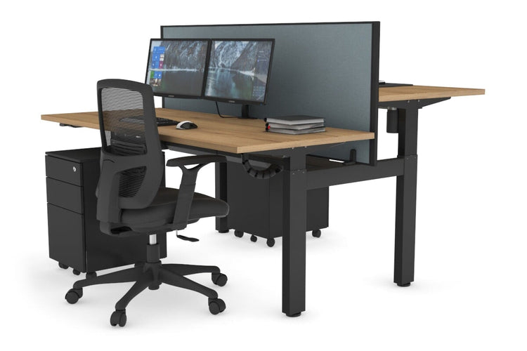 Just Right Height Adjustable 2 Person H-Bench Workstation - Black Frame [1400L x 700W] Jasonl 