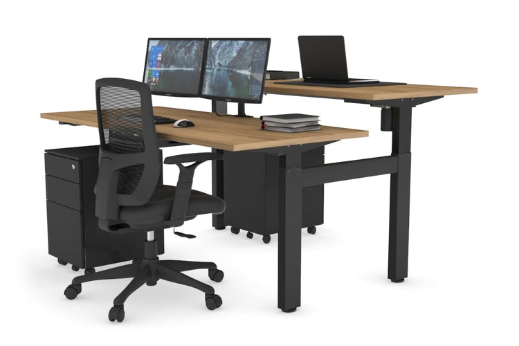 Just Right Height Adjustable 2 Person H-Bench Workstation - Black Frame [1400L x 700W] Jasonl 