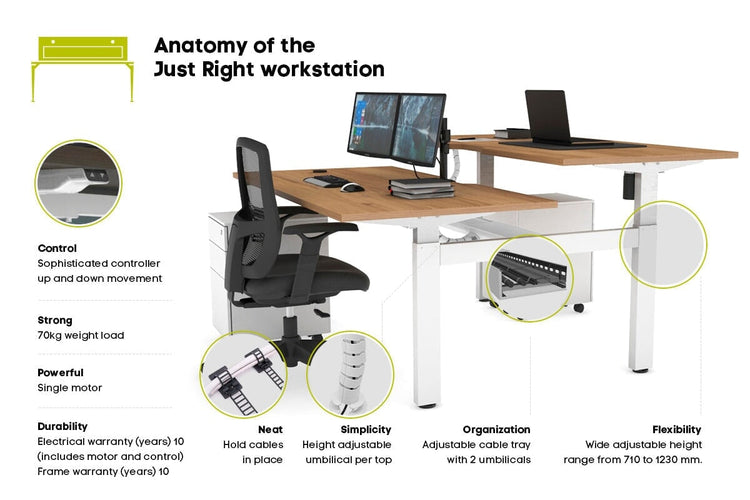 Just Right Height Adjustable 2 Person H-Bench Workstation - Black Frame [1400L x 700W] Jasonl 