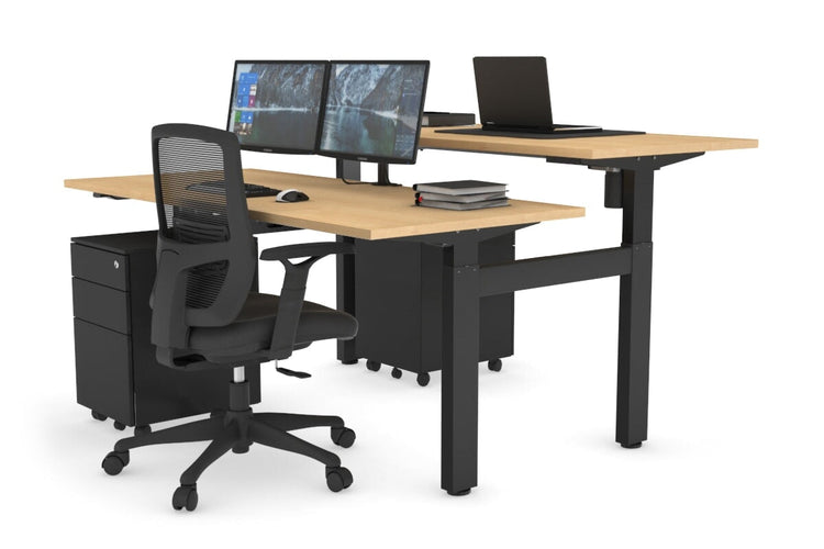 Just Right Height Adjustable 2 Person H-Bench Workstation - Black Frame [1400L x 700W] Jasonl 