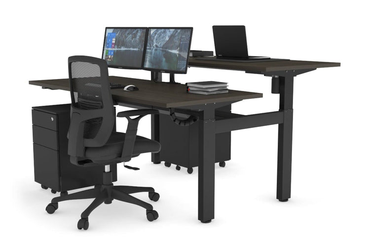 Just Right Height Adjustable 2 Person H-Bench Workstation - Black Frame [1400L x 700W] Jasonl 