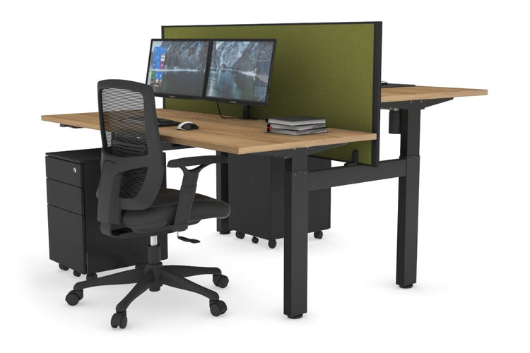 Just Right Height Adjustable 2 Person H-Bench Workstation - Black Frame [1400L x 700W] Jasonl 