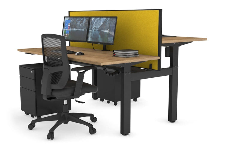 Just Right Height Adjustable 2 Person H-Bench Workstation - Black Frame [1400L x 700W] Jasonl 