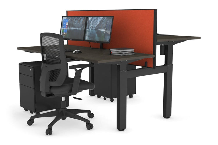 Just Right Height Adjustable 2 Person H-Bench Workstation - Black Frame [1400L x 700W] Jasonl 