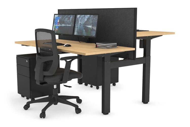 Just Right Height Adjustable 2 Person H-Bench Workstation - Black Frame [1400L x 700W] Jasonl 