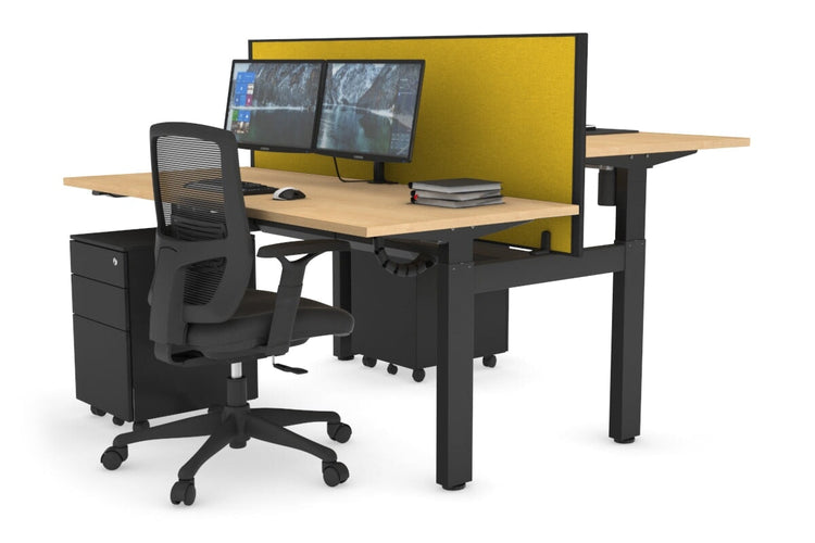 Just Right Height Adjustable 2 Person H-Bench Workstation - Black Frame [1400L x 700W] Jasonl 