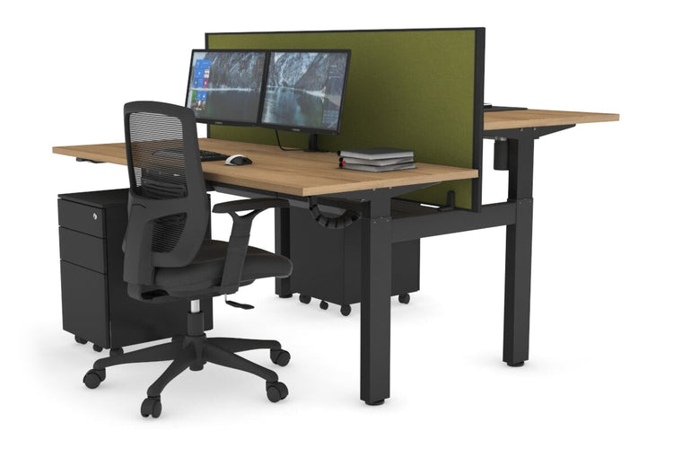 Just Right Height Adjustable 2 Person H-Bench Workstation - Black Frame [1400L x 700W] Jasonl 