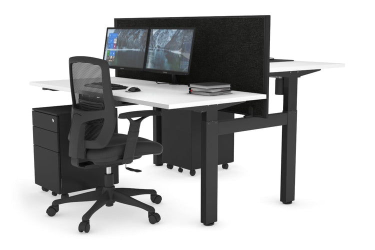 Just Right Height Adjustable 2 Person H-Bench Workstation - Black Frame [1400L x 700W] Jasonl 