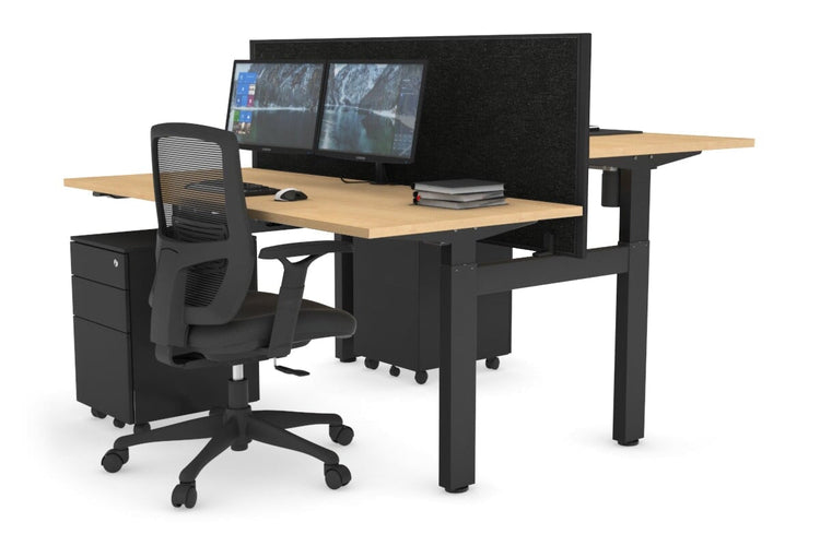 Just Right Height Adjustable 2 Person H-Bench Workstation - Black Frame [1400L x 700W] Jasonl 