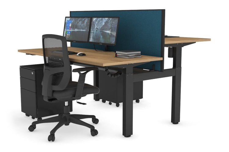 Just Right Height Adjustable 2 Person H-Bench Workstation - Black Frame [1400L x 700W] Jasonl 