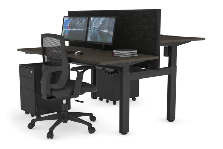 Just Right Height Adjustable 2 Person H-Bench Workstation - Black Frame [1400L x 700W] Jasonl 