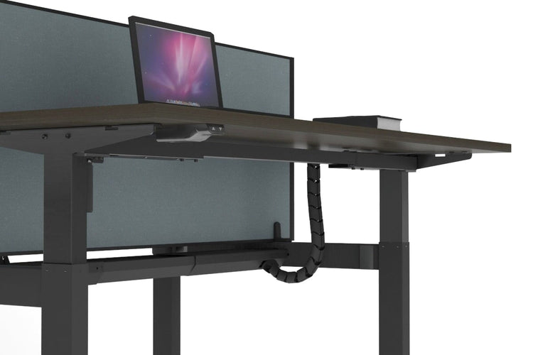 Just Right Height Adjustable 2 Person H-Bench Workstation - Black Frame [1400L x 700W] Jasonl 