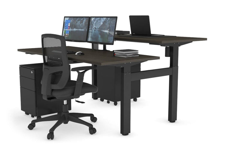 Just Right Height Adjustable 2 Person H-Bench Workstation - Black Frame [1400L x 700W] Jasonl 