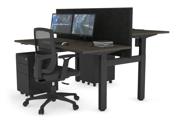 Just Right Height Adjustable 2 Person H-Bench Workstation - Black Frame [1400L x 700W] Jasonl 