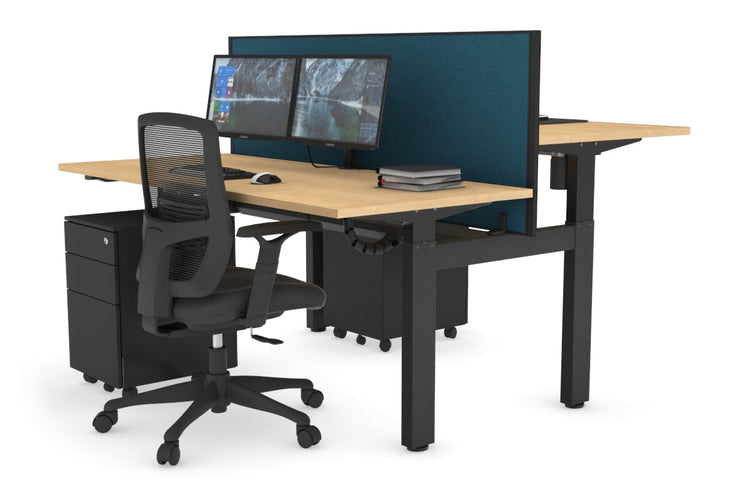 Just Right Height Adjustable 2 Person H-Bench Workstation - Black Frame [1400L x 700W] Jasonl 