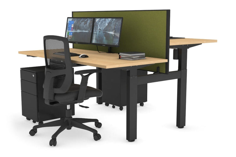 Just Right Height Adjustable 2 Person H-Bench Workstation - Black Frame [1400L x 700W] Jasonl 