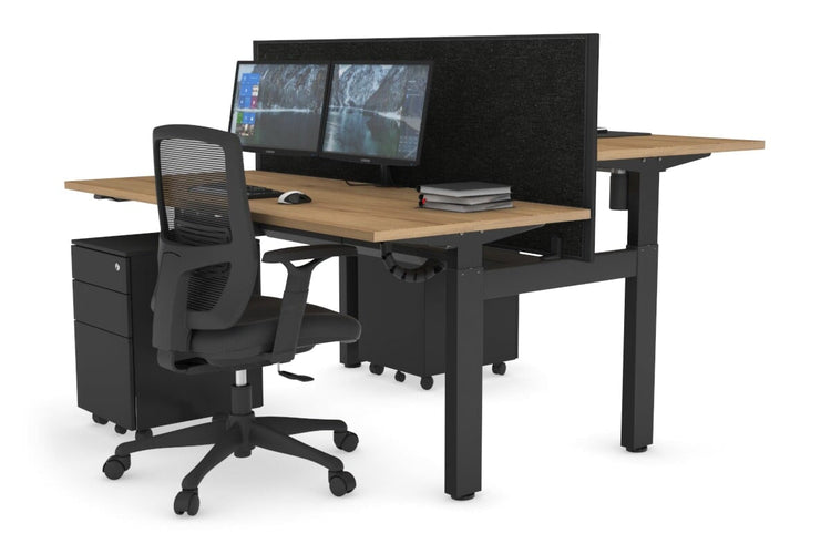 Just Right Height Adjustable 2 Person H-Bench Workstation - Black Frame [1400L x 700W] Jasonl 