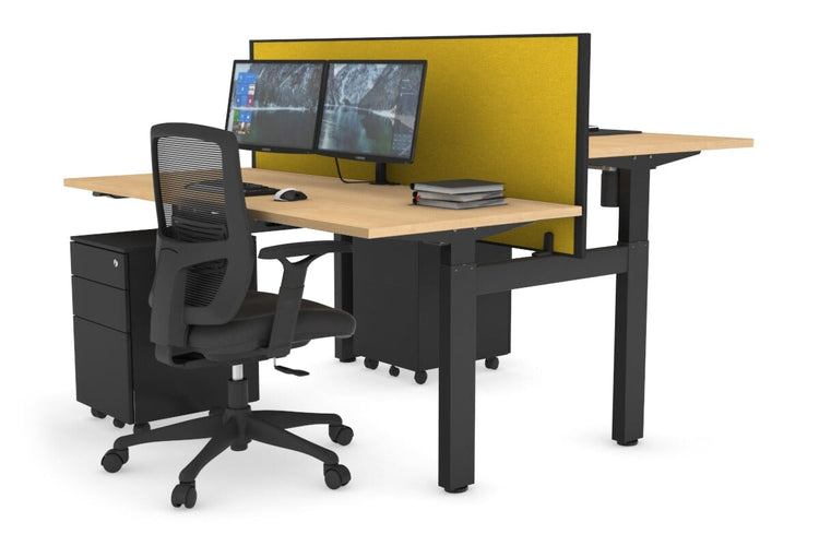 Just Right Height Adjustable 2 Person H-Bench Workstation - Black Frame [1400L x 700W] Jasonl 