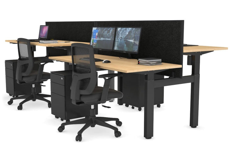 Just Right Height Adjustable 4 Person H-Bench Workstation - Black Frame [1400L x 700W] Jasonl 