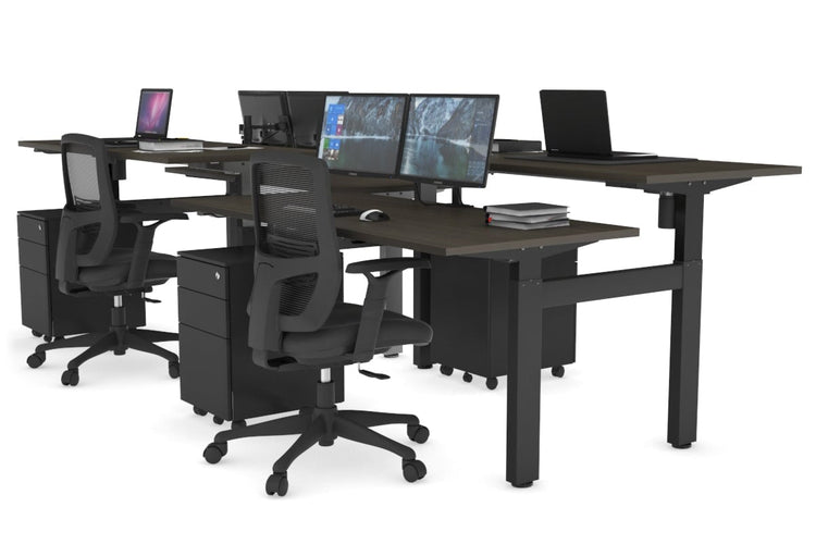 Just Right Height Adjustable 4 Person H-Bench Workstation - Black Frame [1400L x 700W] Jasonl 