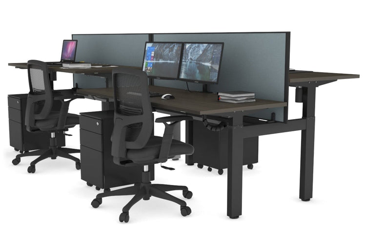 Just Right Height Adjustable 4 Person H-Bench Workstation - Black Frame [1400L x 700W] Jasonl 