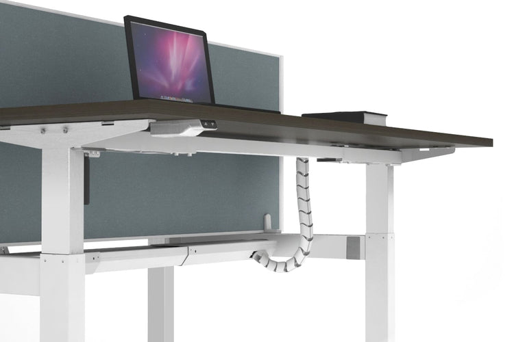 Just Right Height Adjustable 4 Person H-Bench Workstation - White Frame [1400L x 700W] Jasonl 