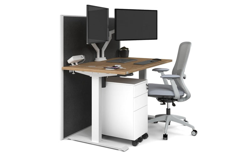 Just Right Height Adjustable Desk [1200L x 700W] Jasonl white leg salvage oak moody charchoal (1200H x 1200W)