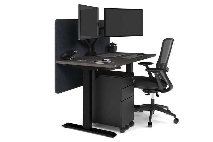 Just Right Height Adjustable Desk [1200L x 700W] Jasonl black leg dark oak dark grey echo panel (820H x 1200W)