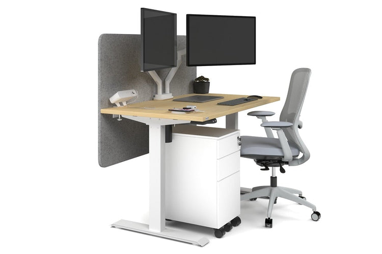 Just Right Height Adjustable Desk [1200L x 700W] Jasonl white leg maple light grey echo panel (820H x 1200W)