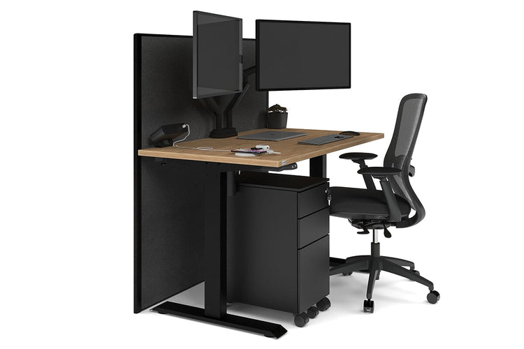 Just Right Height Adjustable Desk [1200L x 700W] Jasonl black leg salvage oak moody charchoal (1200H x 1200W)