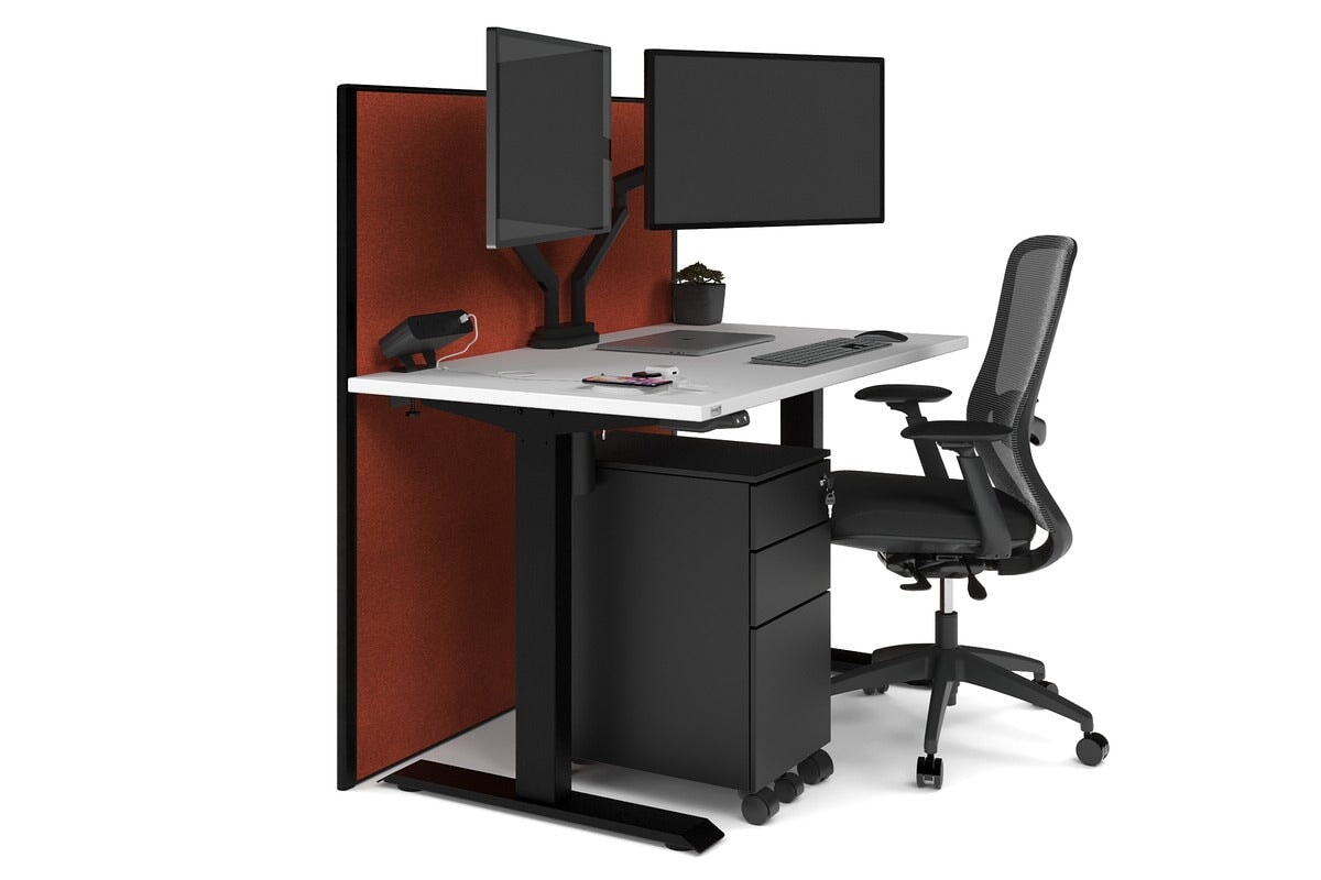 Just Right Height Adjustable Desk [1200L x 700W] Jasonl black leg white orange squash (1200H x 1200W)