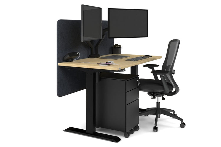 Just Right Height Adjustable Desk [1200L x 700W] Jasonl black leg maple dark grey echo panel (820H x 1200W)