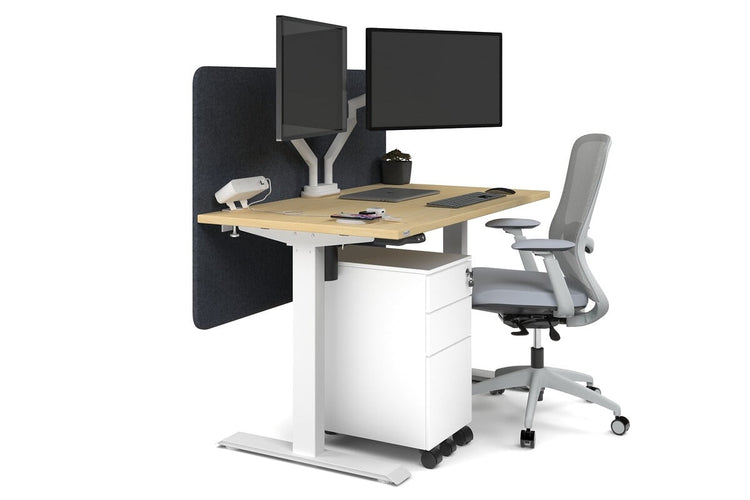 Just Right Height Adjustable Desk [1200L x 700W] Jasonl white leg maple dark grey echo panel (820H x 1200W)