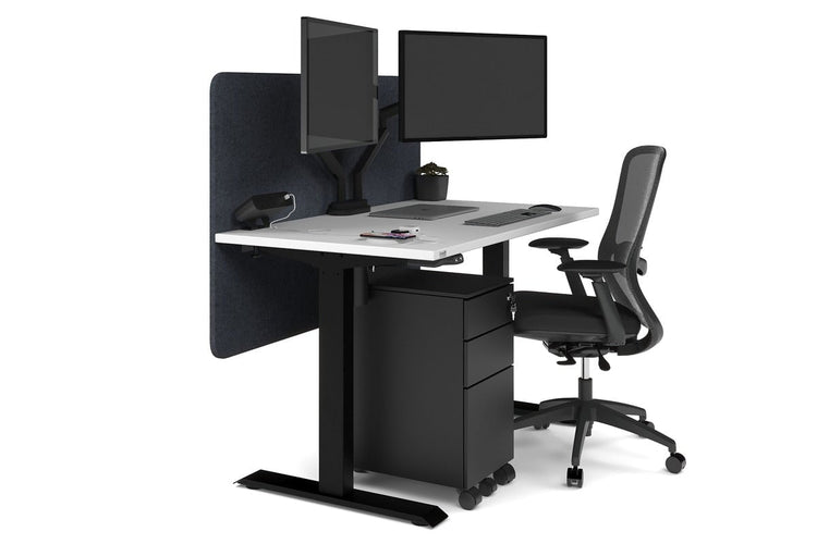 Just Right Height Adjustable Desk [1200L x 700W] Jasonl black leg white dark grey echo panel (820H x 1200W)