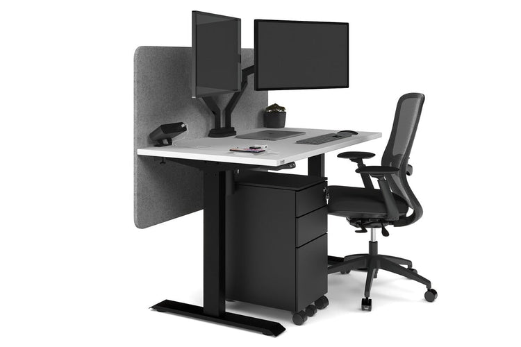 Just Right Height Adjustable Desk [1200L x 700W] Jasonl black leg white light grey echo panel (820H x 1200W)