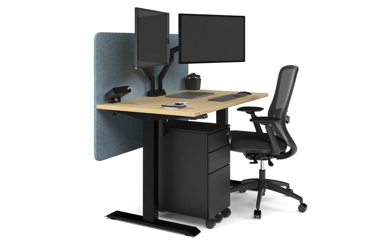 Just Right Height Adjustable Desk [1200L x 700W] Jasonl black leg maple blue echo panel (820H x 1200W)