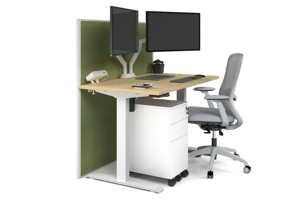 Just Right Height Adjustable Desk [1200L x 700W] Jasonl white leg maple green moss (1200H x 1200W)