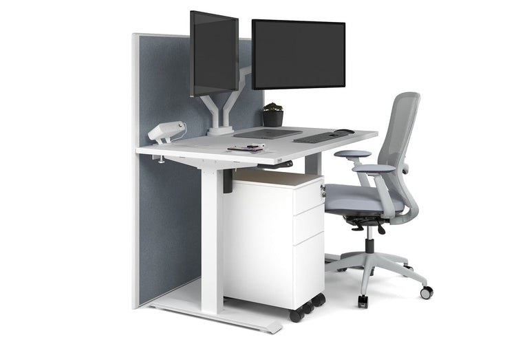 Just Right Height Adjustable Desk [1200L x 700W] Jasonl white leg white cool grey (1200H x 1200W)