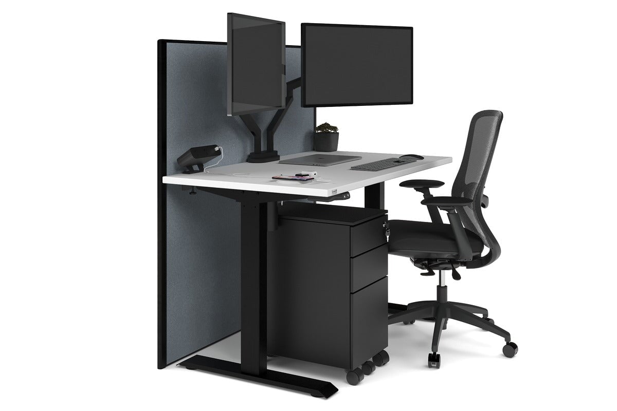 Just Right Height Adjustable Desk [1200L x 700W] Jasonl black leg white cool grey (1200H x 1200W)