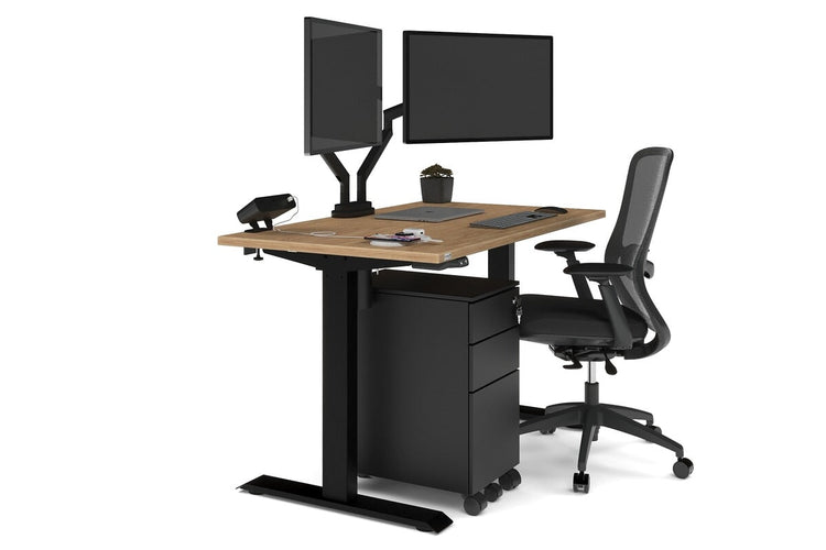 Just Right Height Adjustable Desk [1200L x 700W] Jasonl black leg salvage oak none