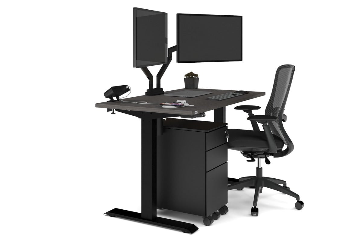 Just Right Height Adjustable Desk [1200L x 700W] Jasonl black leg dark oak none