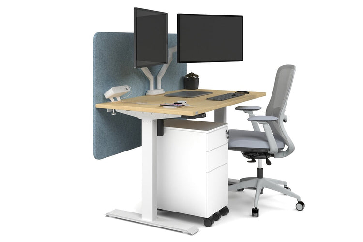 Just Right Height Adjustable Desk [1200L x 700W] Jasonl white leg maple blue echo panel (820H x 1200W)