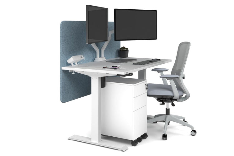 Just Right Height Adjustable Desk [1200L x 700W] Jasonl white leg white blue echo panel (820H x 1200W)